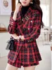 Womens Two Piece Pants Zjyt Elegant Office Lady Plaid Tweed Woolen Jacket Shorts Suits Autumn Outfits For Women 2 Vintage Matching Set Plus Size 231206