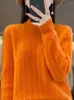 女性用セーター積み重ねられたカラーニットアンダーレイプルオーバーセーターピュアカシミア裏地付き衣服太いウール