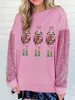 Designer Hoodies Damen süßer Weihnachtsmann-Pullover Weihnachten Walnuss-Clip-Pailletten-bedrucktes Hemd Rundhalsausschnitt langärmeliges Blumenpullover-Oberteil Urlaub 231206