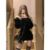 Urban Sexy Dresses Autumn Casual Sticked Dress Women Long Sleeve Y2K Clothing BodyCon Black Mini Dress Office Lady Dress Korea 231206