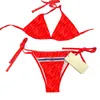 Costume da bagno classico da donna con scollo a V, reggiseno con fasciatura, costume da bagno, costume da bagno in due pezzi, costume da bagno di lusso da spiaggia, costume da bagno rosso