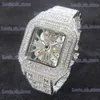 Other Watches Luxury Diamond Square For Men Fashion Hollow Iced Out Tanks Man Trendy Funny Bling Crytal Jewelry Clock Dropshipping T240329