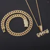 Chaînes D Z Lettre Savage Pendentif 3 Pièce 13mm Strass Miami Chaîne Cubaine Hiphop Glacé Bling Colliers Bijoux De Mode Homme Cadeau