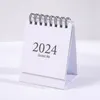 Mini calendrier anglais simplifié 2024, décoration de bureau, couleur unie, livre de plans P157