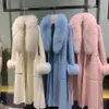 Vestes pour femmes w2001 automne hiver 100 laine manteau de laine avec col en vraie fourrure 231205