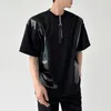 Men's T Shirts Summer Deconstructed Splicing O-neck T-shirt Retro Zipper Loose Causal Short-sleeved T-shirts Men Tops Male Clothes