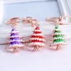 Nyckelringar av hög kvalitet DIY Mini Car Keychain Christmas Tree Keyring Bag Brelok RhineShone Emamel Elegant Chaveiro Gift for Lover