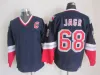 Stitchmens Top 68 Jaromir Jagr Hockey Jerseys 1992 Vintage Black Blanc Bleu Cousé C.