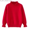 Cardigan Red Littlie Girlie SWEATER Kids Teeneger Pullover Knitted Sweters Autumn zima stała kolor bawełniana dzianina dla dzieci Pink Q231206