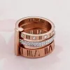 2023 Bague Designer Femmes En Acier Inoxydable Rose Or Chiffre Romain Bague De Mariage De Fiançailles Bijoux Cadeau D'anniversaire no box216e