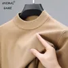 Männer Pullover Hälfte Rollkragen Strickwaren Pullover Herbst Winter Mock Neck Sweatshirts Einfarbig Pullover Mann Marke Casual Herren Kleidung 231206