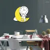 Horloges murales lune dessin animé créatif calme salon chambre enfants maternelle horloge suspendue belle table décorative