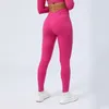 Pantalones activos Crossover Gym Leggings mujeres Yoga sensación desnuda cintura en forma de V entrenamiento Fitness deportes sin costuras Push Up medias de cadera