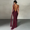 Urban Sexy Dresses One Shoulder Backless Justerable Scarf Loop Ruched Sexig Maxi Dress Women Elegant Y2K Vintage Dress Fashion Summer Robe Size 231206