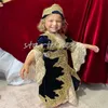 Uniqes Kaftan Robes De Filles De Fleur Marocaine Belles Enfants Mignons Filles Parti Skit Joli Bébé petites filles concours Princesse Dentelle À Manches Longues Or Applqiues Anniversaire