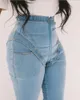 Jeans pour femmes Stylewomen's Jeanswomen's 2023 Printemps / Été Y2K Spicy Girls Street Fashion Splice Bleu clair Taille haute Pieds élastiques Je