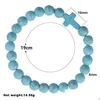 Beaded Summer Style Cross Charms Strand Bracelets Classic 8Mm Turquoise Stone Elastic Friendship Bracelet Beach For Women Men Jewelr Dhjid