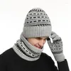 Bandanas inverno gorro chapéu cachecol luvas conjunto para mulheres homens lã quente longo pescoço mais quente touchscreen 3 em 1 congelado
