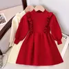 Abiti da ragazza 2024 New Girl Maglione Primavera / Estate Moda per bambini Abito da principessa rosso Abito in maglia per bambini 2312306