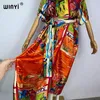 Kadın mayo winyi kimono kemer baskısı yaz boho bikini örtbas zarif moda hırka seksi tatil maxi plaj mayo elbise