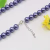 Chains 10mm Blue Pearl Round Bead Necklace Imitation Jewelry 5cm Extension Chain 18 Inch Neckchain Women's Party Gift