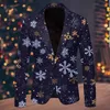 Herren Anzüge Blazer Schneeflocke Muster Weihnachten Anzug Jacke Männer Mode Freizeit Gedruckt Tasche Single Button Party Kleidung 231206