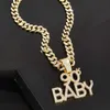 Collana con ciondolo BAMBINO punk hip-hop anni '90 con catena cubana ghiacciata decorazione collo gioielli regalo unisex