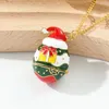 Pendant Necklaces Trend Enamel Christmas Easter Egg Necklace Metal Openable Santa Claus Jewelry Accessories Gifts