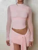 スカート女性Sセクシーなボディコン2ピースドレス服ロングスリーブvネッククロップトップツイストハイスリットドレススカートセット