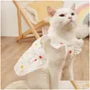 Vêtements pour chiens Chiens Robe Pet Belle-Looking Fine Workmanship Tissu Charme Fleur Imprimé Bouton Design Vêtements Pour Livraison Quotidienne Dhlxk