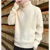 Suéter masculino de lã de vison de um corpo para homens, além de lã grossa, gola alta, linha para outono e inverno, camisa de base solta quente, suéter Harajuku Q231206