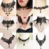 Chaînes gothique dentelle cou chaîne clavicule femmes simple collier noir punk collier bande bijoux de fête en gros