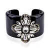 Bangle HAHA&TOTO Trendy Black Resin Inlaid Handmade Crystal Beaded Flower Statement Women Jewelry 3297291z