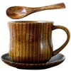 Ensembles de vaisselle, tasse en bois, tasse de petit déjeuner, récipient d'eau, soucoupe à café exquise, verres à boire