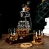 Bar Tools Whiskey Decanter Set Liquor and 2 Glasses with Wooden Holder Scotch Bourbon Gift for Men Father's Day 231205