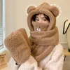 Beanie / Skull Caps Pequeno Urso Chapéu Pulôver Chapéu Inverno Bonito Cachecol Luva Cachecol de Inverno Com Capuz Máscara Feminina Quente Três Peças Set Cap 231205