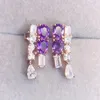 Studörhängen Natural Real Amethyst Earring Luxury Style 925 Sterling Silver 0.2CT 4st Fine Jewelry L231174