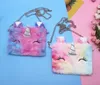 Borsa a tracolla per bambini con unicorno adorabile Borsa a tracolla rotonda quadrata con unicorni a catena lunga in peluche per ragazze