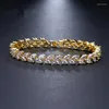 Link braccialetti yixin shinny cubico zirconia foglia personalità colorata zircone bracciale nuziale per donne gioielli da matrimonio