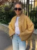 Women's Jackets Metal Color Sequin O Neck Jacket For Women Loose Stand Collar Long Sleeve Coat Gold Autumn Winter Street Female Outwear 231205