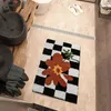 Carpets Retro Chessboard Plaid Bath Mats Fluffy Grids Soft Floral Carpet Bathroom Carpet Bedside Carpet Home Decor Anti Slip Floor Mats 231205