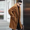 Homens para baixo parkas pele quente jaqueta longa 2023 inverno neve usar casaco roupas engrossar jaquetas de lã 231206