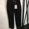 Moda carta broca jeans feminino designer preto cintura alta calças jeans estilo rua calças largas perna