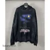 Kazak erkek kazaklar gevşek kapüşonlu yüksek balenciigas hoodies paris kollu kapüşon versiyonu b uzun aile yapışkan bant rahat kağıt mektup baskısı unisex k09o 7642