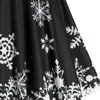 Vestidos casuais vestido de natal mulheres inverno manga longa v pescoço elegante vintage balanço festa robe santa floco de neve impressão vestidos