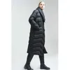 Women's Down Parkas Winter Puffer Women Zipper Asymmetric Long Down Jacket Warm Snow Coat