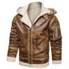 Men's Outerwear Coats Leather Cashmere Lamb Fur Coat, Thickened Large Size Warm Motorcycle Wear, Hooded Retro Foreign Trade Jackets, Europe and America