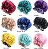 Extra large Women satin silk sleeping bonnet cap Double layer reverse color Sleep Hair Hat Female haircare caps Shower hat