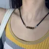 Kedjor Fashion Tigers Eye Pärlor Halsband Black Leathers Rope Choker Neckkedja Elegant CLAVICLE PARTY SMYCKEL