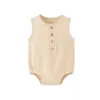 Pagliaccetti Summer Baby Boy Girl Mussola di cotone senza maniche Born Infant Pagliaccetto Tuta Tinta unita Abbigliamento Body